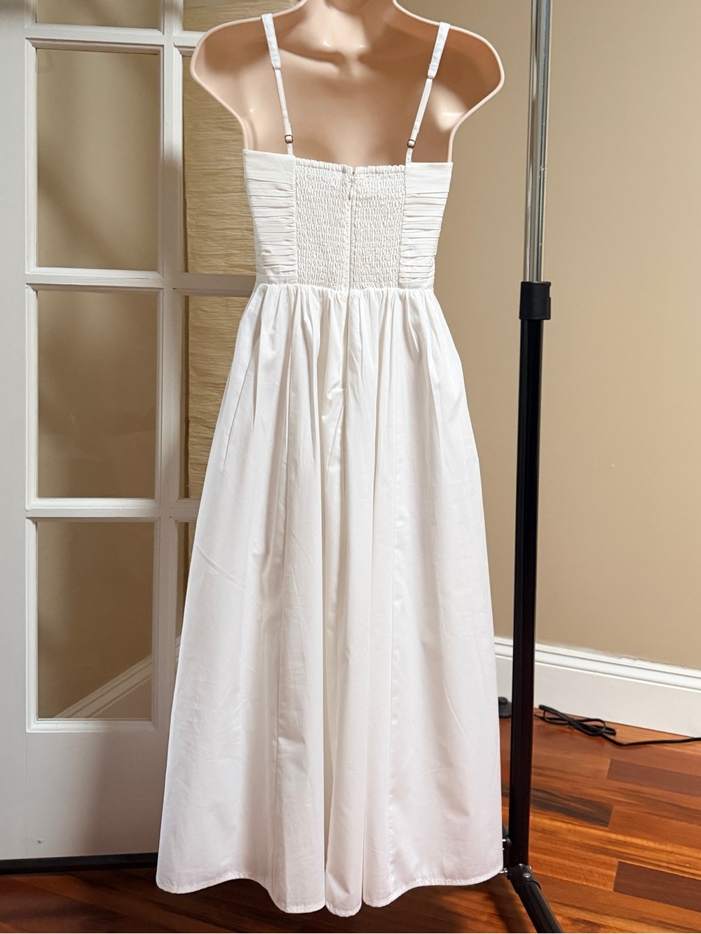 White Sleeveless Pleated Bodice Maxi Dress - Picture 2 of 4
